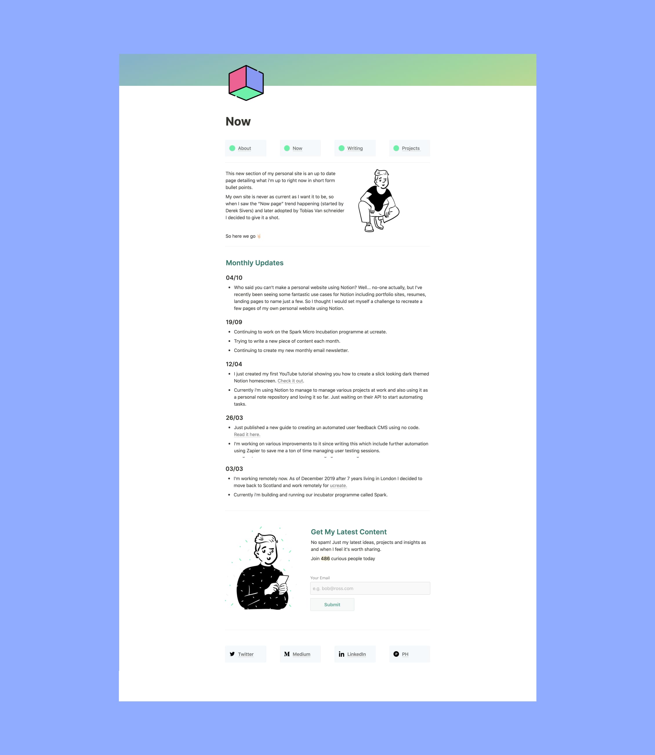 Notion Personal Site About Page Template